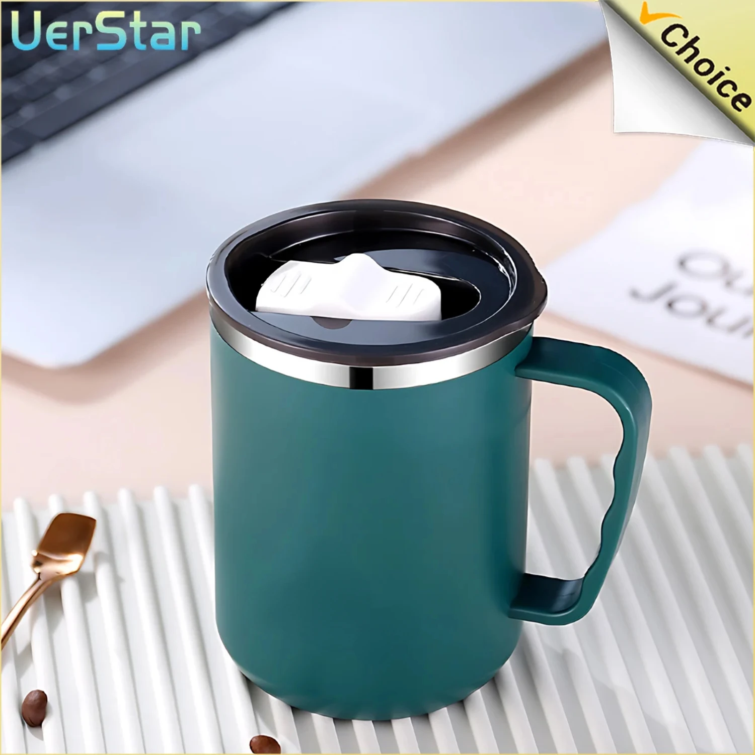 

304 Stainless Steel Coffee Cup Mug with Lid Insulated Coffee Mug Double Wall Coffee Tumbler with Handle Heat-resistant Drinkware