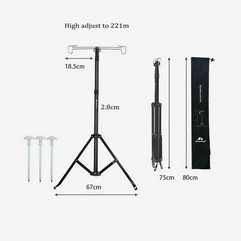 

Aluminium Alloy Outdoor Camping Tripod Lamp Pole Foldable Lantern Holder Hiking Fishing Barbecue Light Bracket Fixing Stand