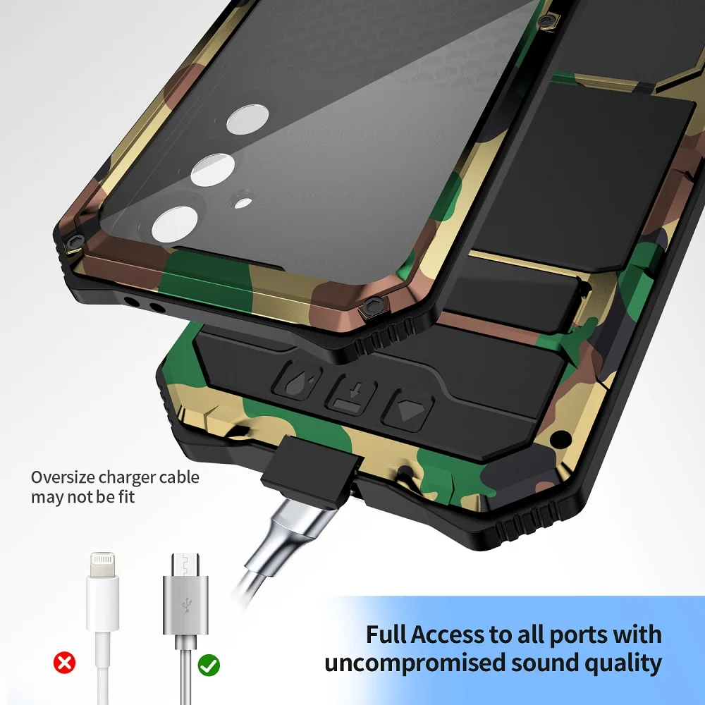 For Samsung Galaxy S25 S24 Fe Case Metal Heavy Duty Armor Shockproof Phone Cover With Built-in Screen Protection Cover Coque
