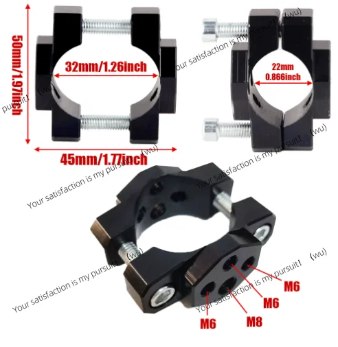 2PC Suitable for motorcycle handle mounting bracket fixture, for LED spotlights, fog lights, turn signals, metal accessories