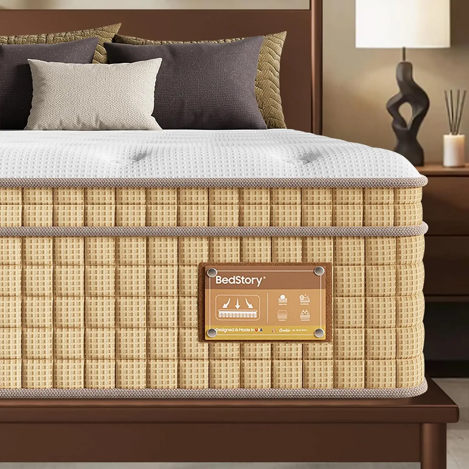 14 Inch Medium Firm Queen Hybrid Mattress with Zoned Support | CertiPUR-US Certified Foam with Cooling Comfort, Customized