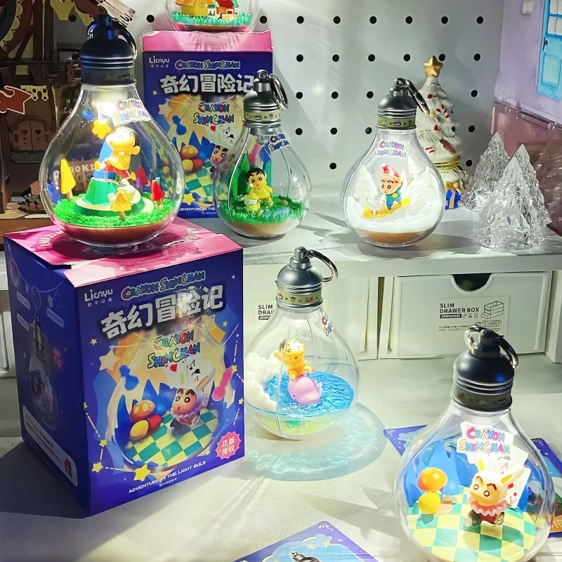 

New Original Crayon Shin-Chan Fantasy Adventure Light-Up Blind Box Mini Scene With Led Bulb Collectible Figure Halloween Gift