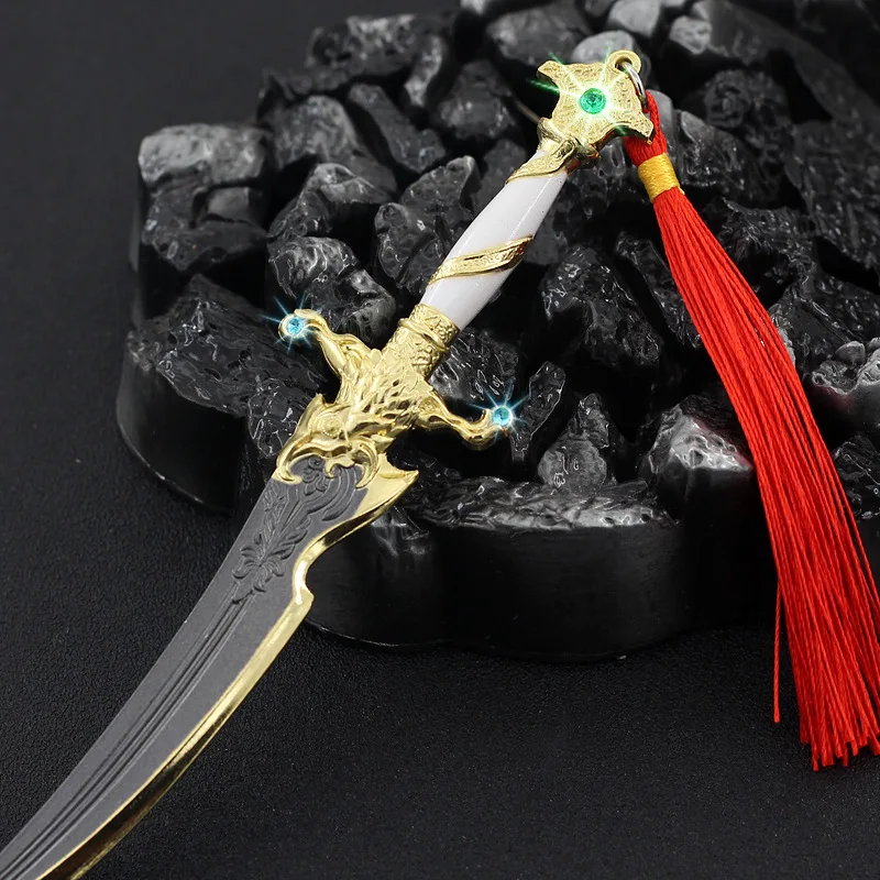 18CM/7,09 pulgadas Naraka Bladepoint juego periférico totalmente metálico Eagle-kiss daga espada artesanal con funda juguete espada modelo regalo