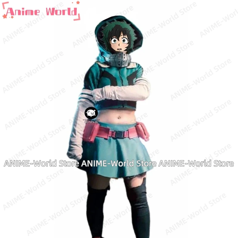 《Custom Size》Anime Izuku Midoriya Dress Cosplay Costume Christmas Uniform Outfits Halloween Carnival Suit Wig