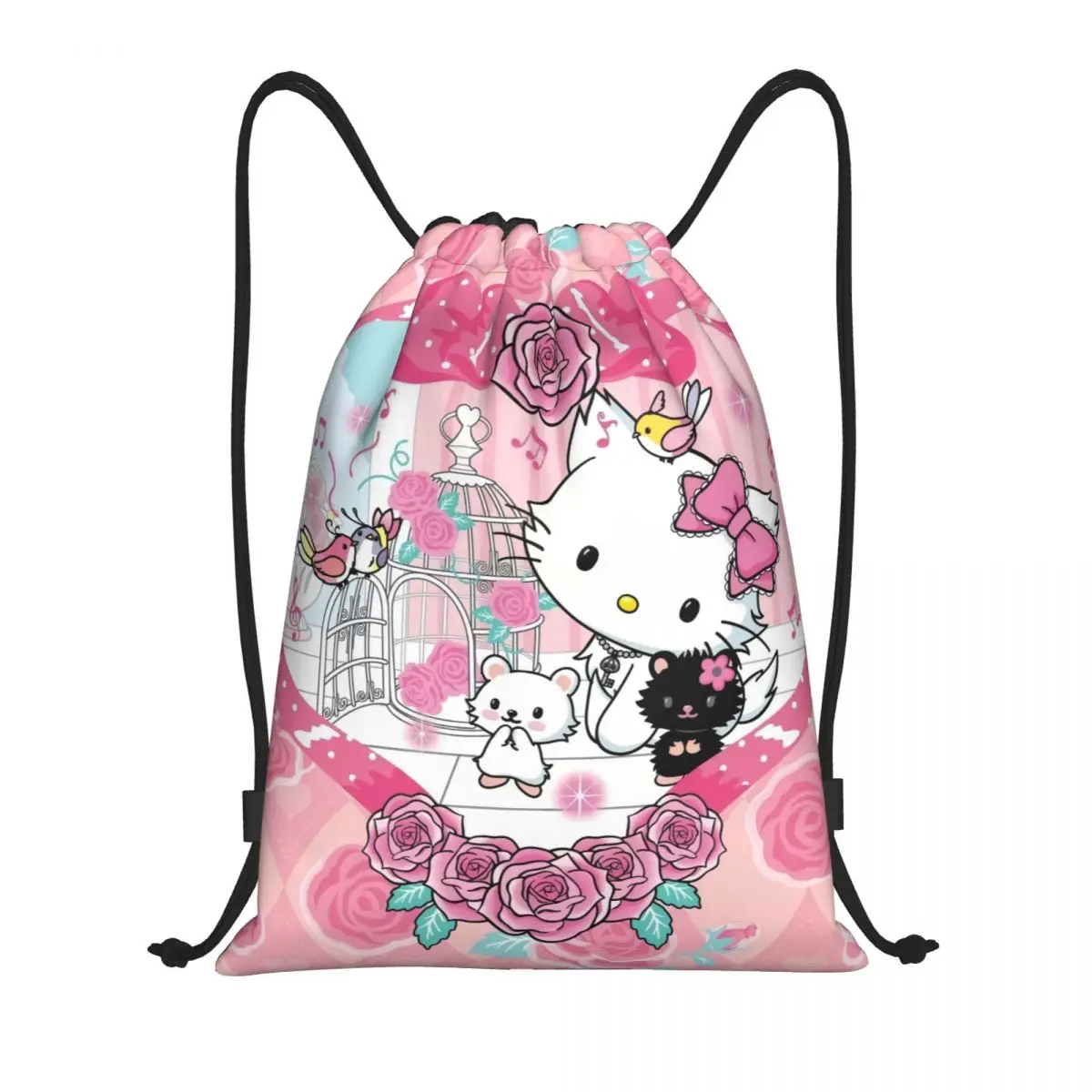 مخصص Charmmy كيتي سانريو الكرتون الرباط حقائب الظهر الرجال النساء خفيفة الوزن رياضة الرياضة Sackpack أكياس لليوجا #1