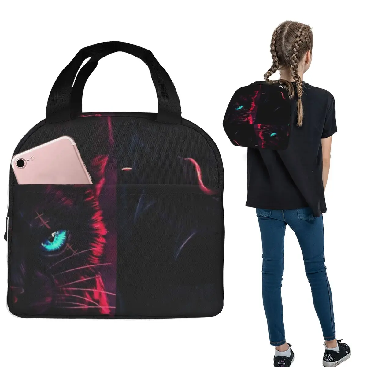 Warrior Cat Scourge Insulated Lunch Bag for Women Kids Portable Food Boxes Thermal Lunch Box Tote