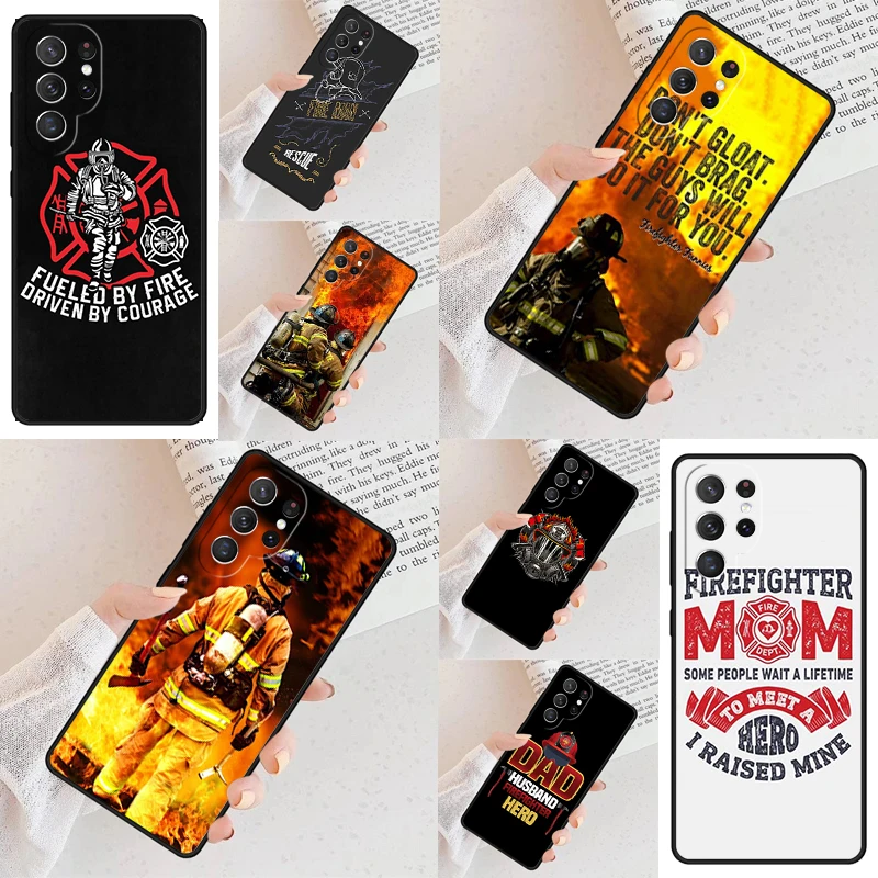 Firefighter Heroes Fireman Phone Case For Samsung Galaxy S24 S23 S22 S21 Ultra S10 Note 10 Pro S20 Plus FE S9 S8 Cover