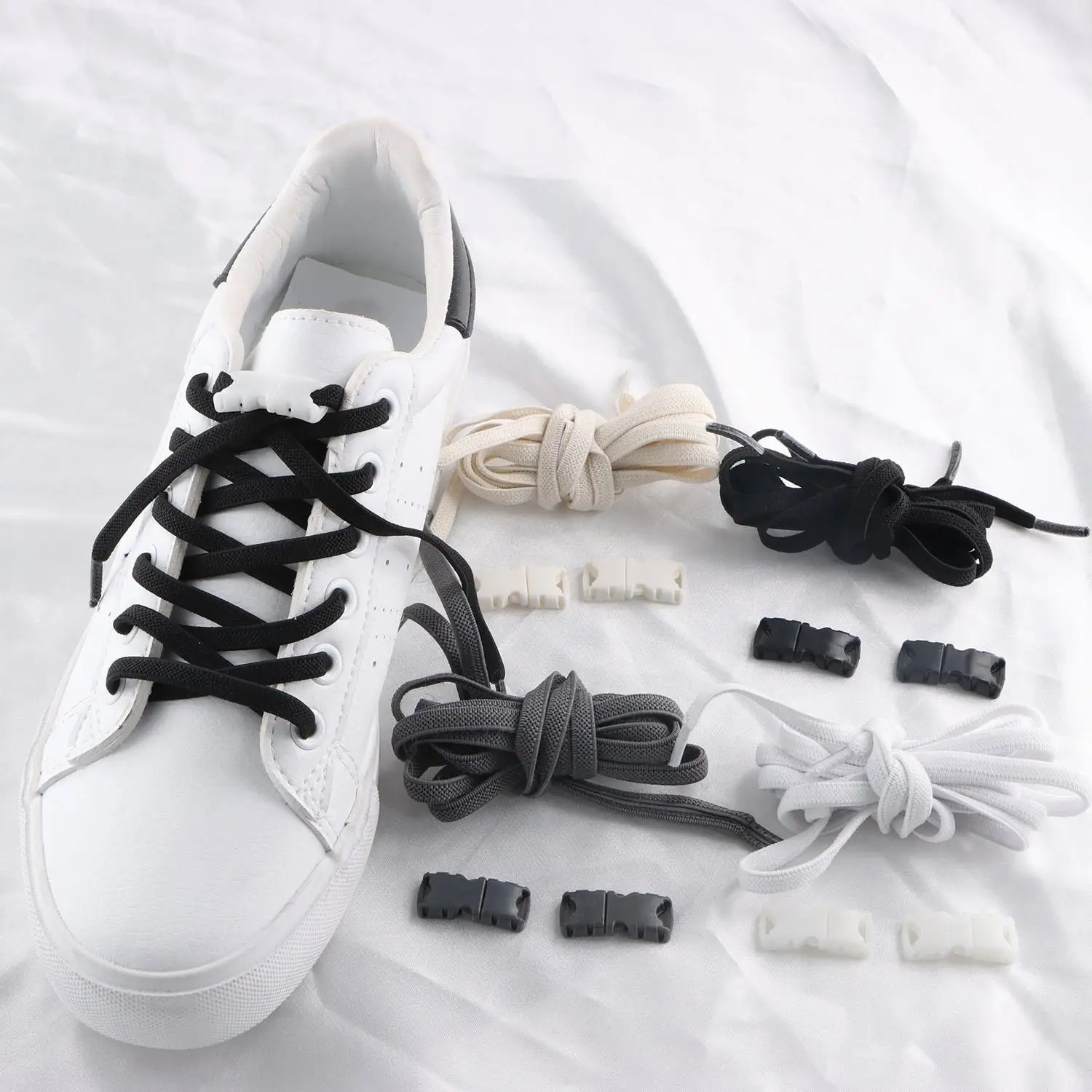 Lacci elastici senza cravatta Lacci per scarpe colorati per scarpe da ginnastica per bambini e adulti Lacci per scarpe Lacci per scarpe con chiusura in plastica pigra rapidamente