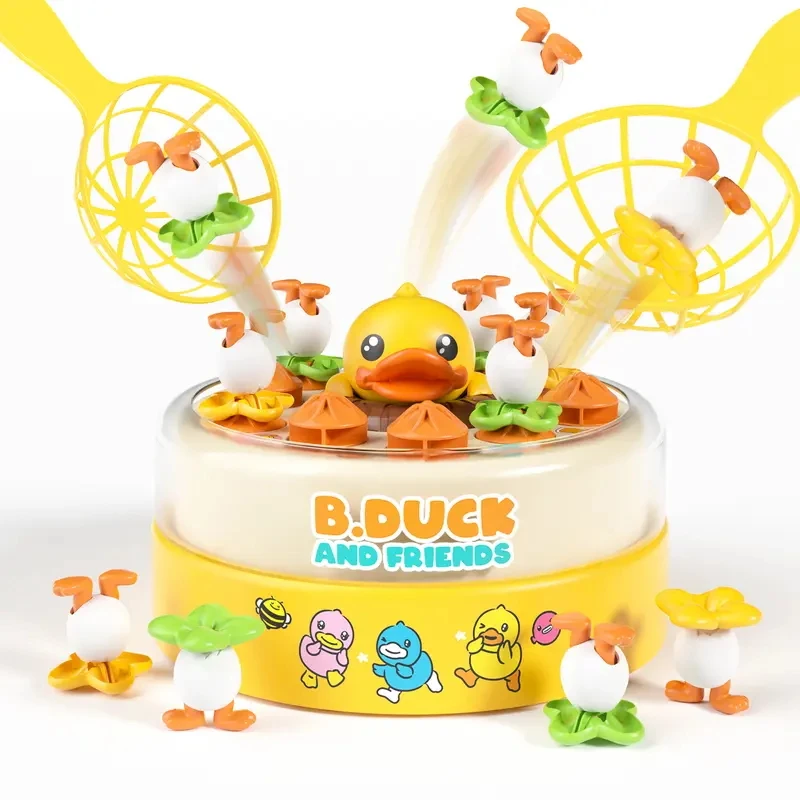 Bouncing Yellow Duck Turntable Toy Kids Concentration Educational Parent-Child Interactive Board Game Children Holiday Gift