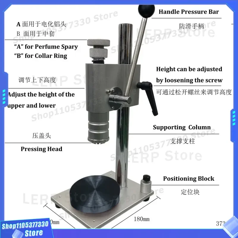 Manual Perfume Bottle Capping Machine Anodized Aluminum Medium Sleeve Plastic Card Sealing Device Locking Pressing Tool