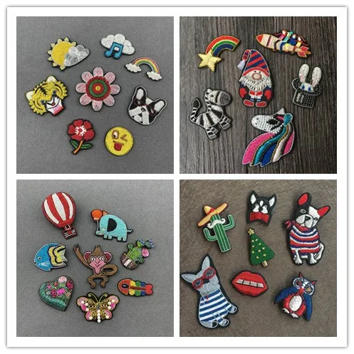 Hand embroidery Fashion fish/dog/tiger/Balloon / Unicorn Badge for DIY bag coat shoes brooch Broche