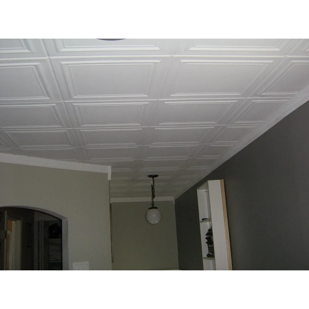 ポリスチレン天井タイル（ポップコーンを覆うため）（96枚入り）。 塗りやすい。 簡単なDIY接着剤の塗布。