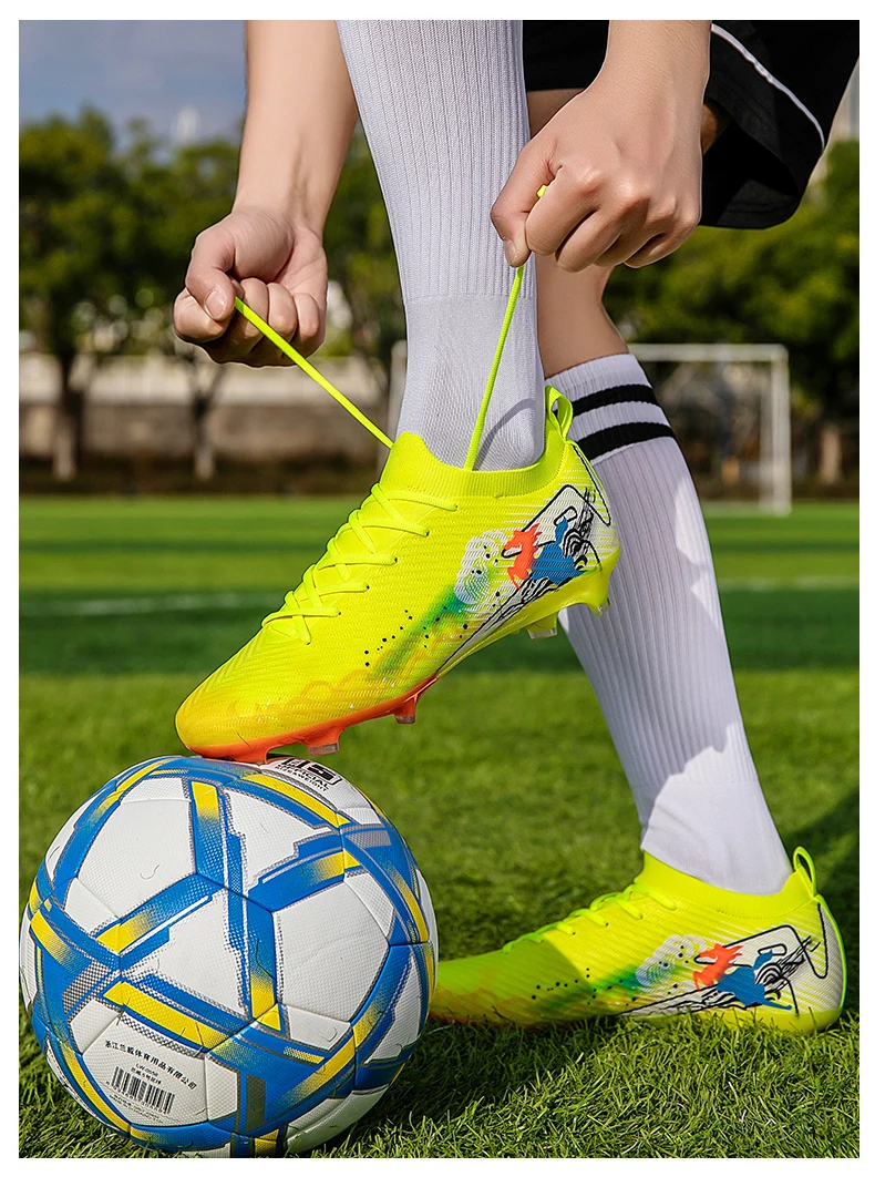 Neue Fußballschuhe für Herren, Trainingsschuhe, Fußballschuhe mit langen Stollen, ultraleichte Fußballschuhe FG, rutschfest, für den Außenbereich, Dropshipping. – Detail 22