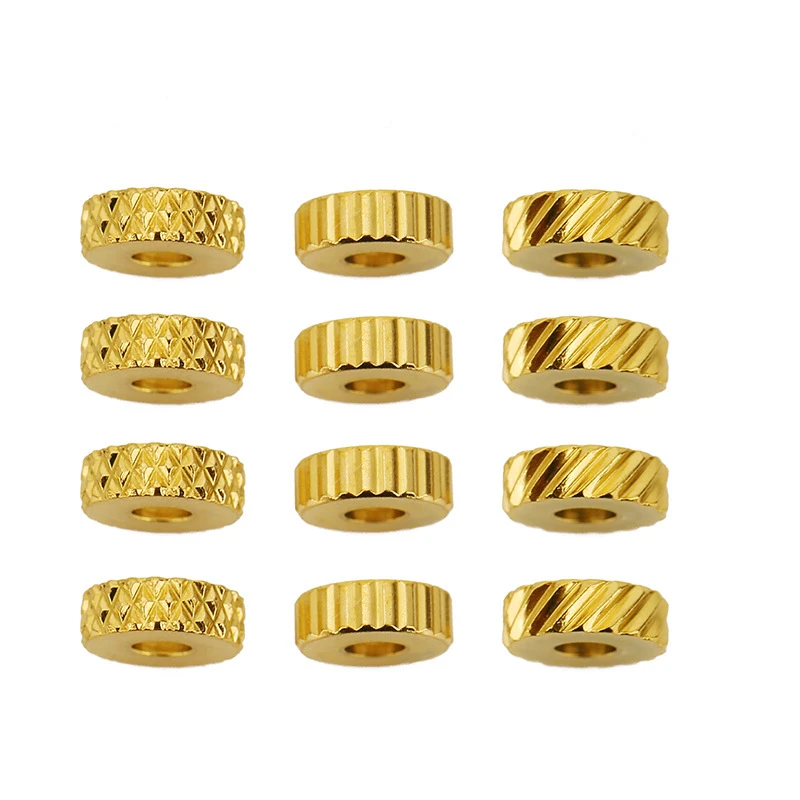 50pcs Stainless Steel 6mm Checkered Stainless Steel Wheel Beads Flat Scattered Beads Connectors For DIY Jewelry Making Findings