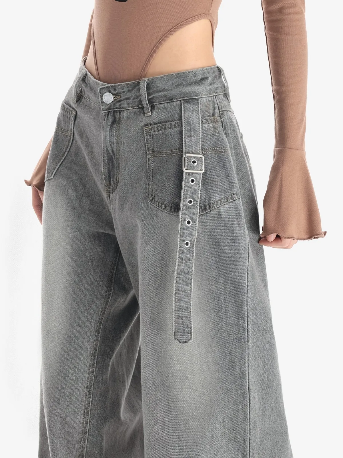 

ZHISILAO New Baggy Floor Length Jeans Women Loose High Waist Wide Leg Denim Pants Streetwear Autumn 2024