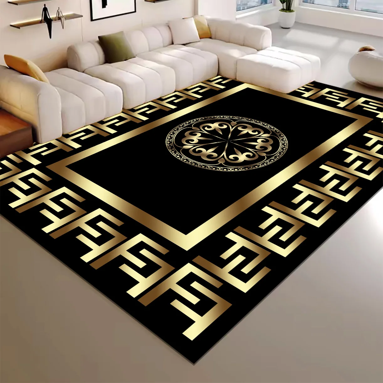 High-end Luxury Living Room Carpet 200x300cm Large Area Rugs Room Decor Golden Floor Mats Washable European Tatami Mat Non-slip