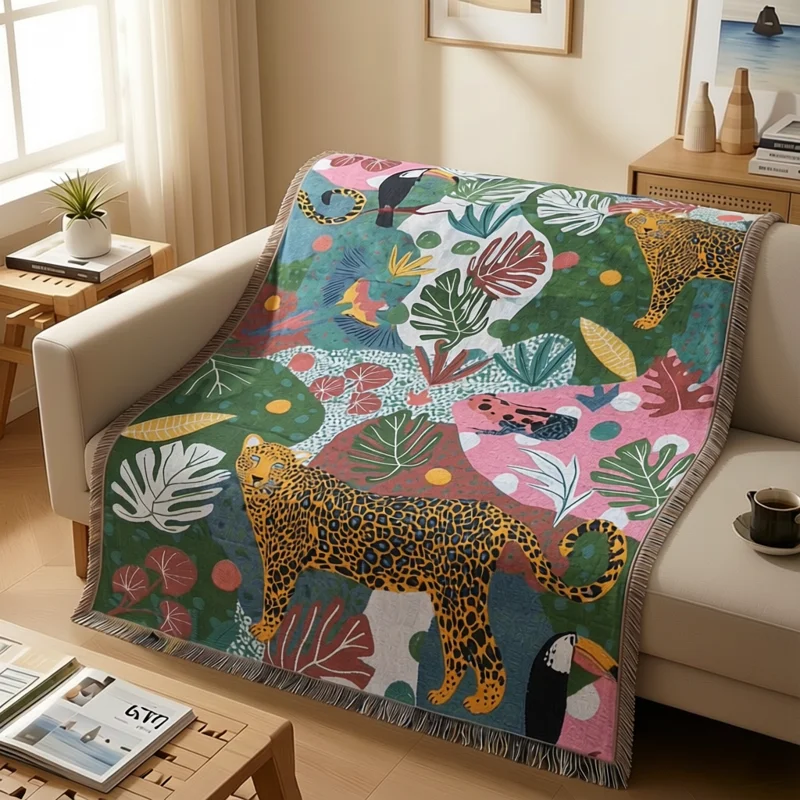 Artistic Leopard Tapestry Couch Blanket Camping Decorative Atmosphere Throw Cloth Long Rectangle Hand Washable Machine Washable