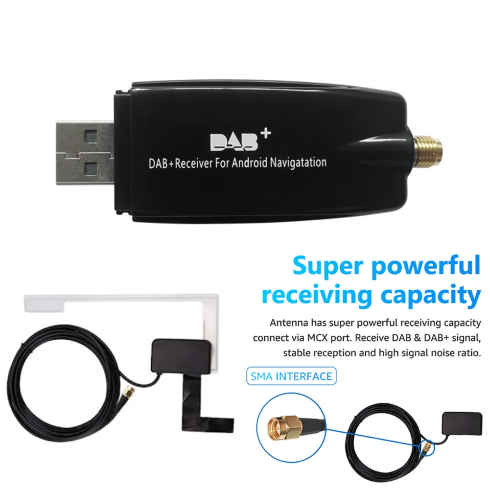 

Антенна приемника DAB+ DAB+ Box Адаптер радиоприемника USB-интерфейс Портативный для Android 5.1 и выше автомобильного радио