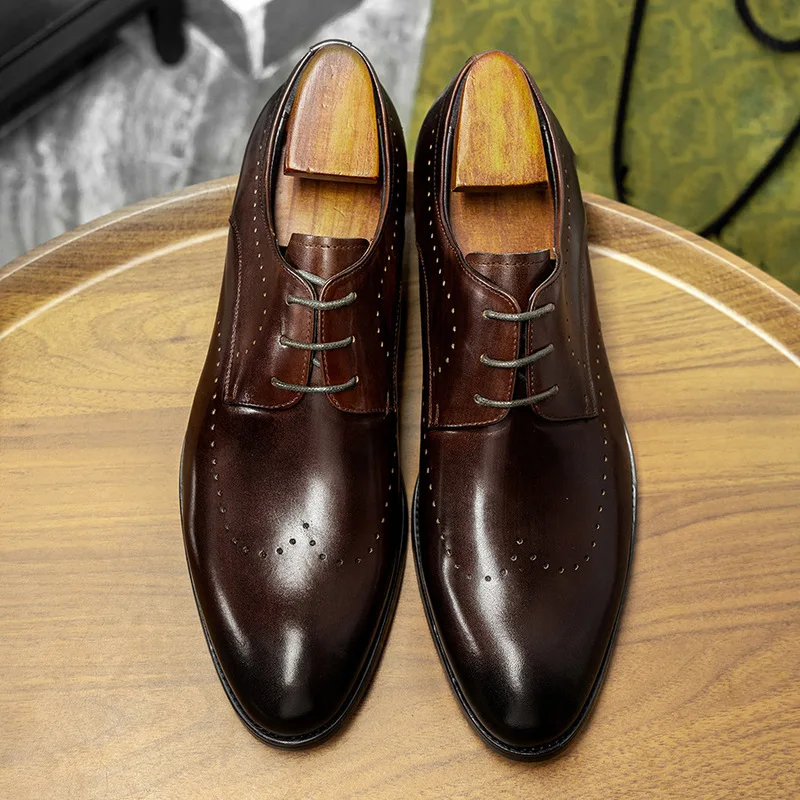 Top-grade cowhide large-size men's shoes, versatile British-style business formal leather shoes for men