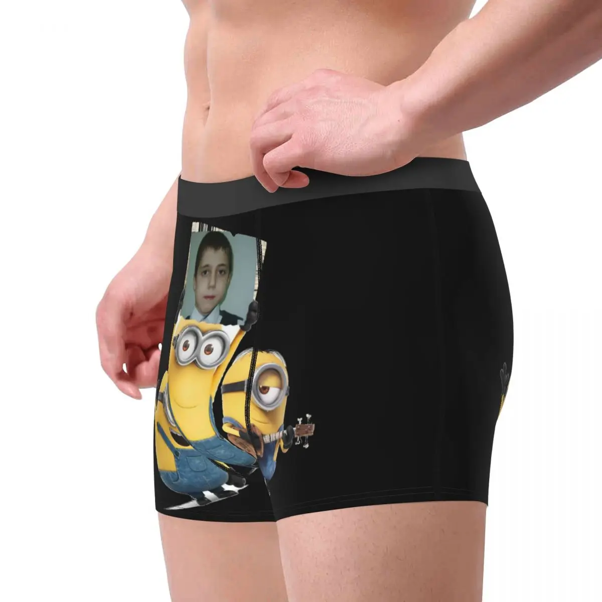 Custom M-Minions Cartoon Rock Roll Boxers Shorts Mens Briefs Underwear Cool Underpants