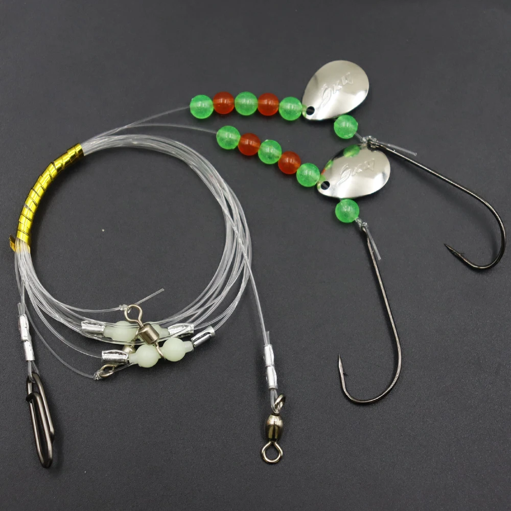 ZYZHE 1/3/5 Stück Meeresangel-Rigs mit Doppelhaken Metall-JIG Größe 1/0 # Salzwasser-Surf-Angelköder-Rigs Flapper-Snapper-Rigs – Detail 8