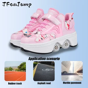 4 عجلات أحذية تزلج الأسطوانة مزدوجة الاستخدام أحذية عارضة صف مزدوج الرجال النساء أحذية المشي الرياضية أفضل 8 مبيعات للأحذية الرياضية ذات العجلات - رقم 8