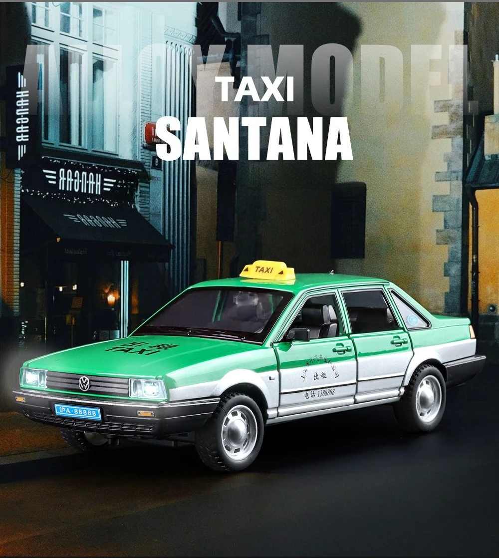 1:24 Santana Taxi Modell Legierung Simulation Spielzeug Auto Junge Geschenk Druckguss Legierung Auto Modell Sammlerstück