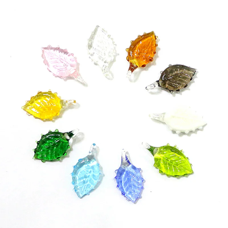 2pcs Lovely Mini Glass Leaves Charms Pendant For DIY Women Jewelry Earrings Bracelet Making Accessories Or Easter Decor Supplies