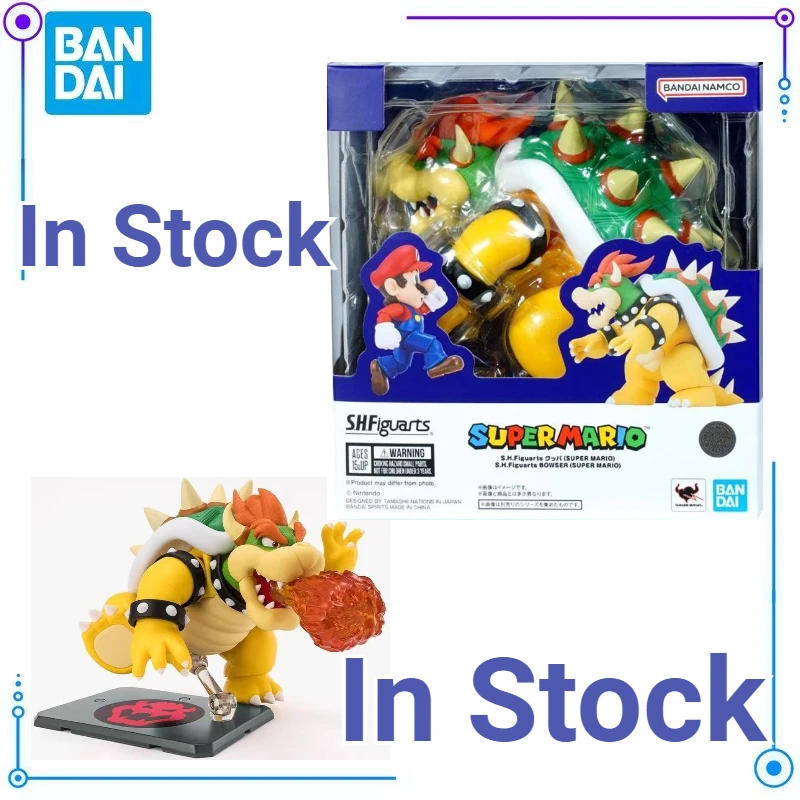 

In Stock Bandai SHF Anime Super Mario Bowser Action Figure Desktop Decoration Model Toy Figure Anime Character Collection