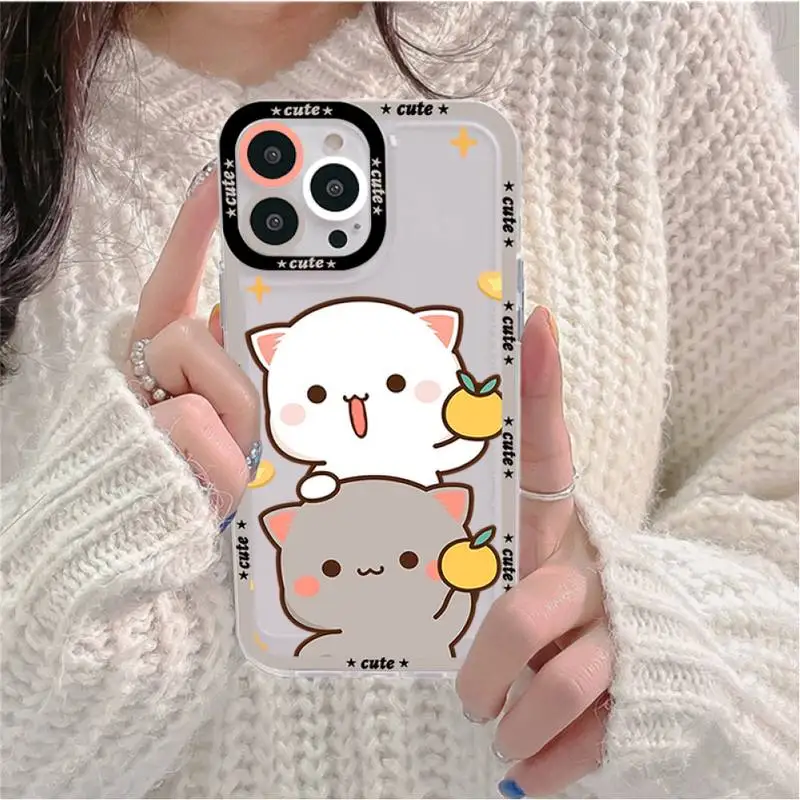 Fun Cartoon Peach Mochi Cat Phone Case for iPhone 11 12 13 Mini Pro Max 14 Pro Max Case shell