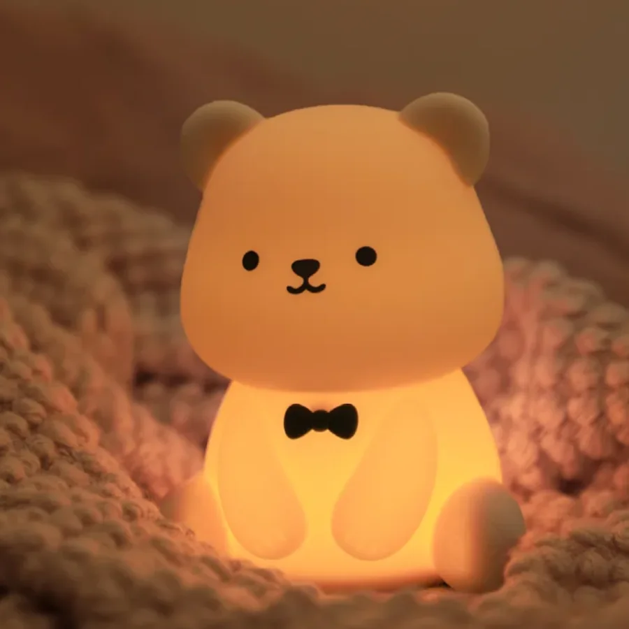 Teddy Bear Touch Sensor Silicone  Colorful Night Lights for Home Rechargeable Led Light  Room Bedside Lamp