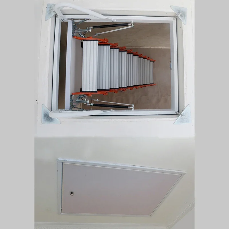 Electric attic stairs with handrails remote control ceiling folding telescopic ladder with hatch