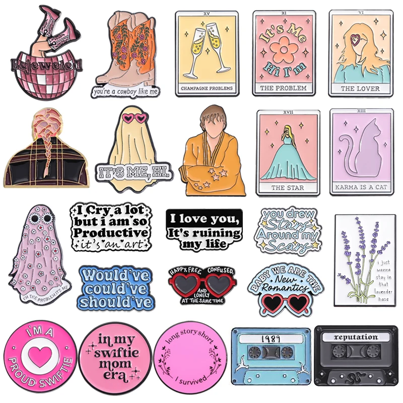 Cool Famous Female Singer Enamel Pins Music Album Song Lyrics Metal Brooches Lapel Badge Fashion Jewelry Gifts for Fans Friends
