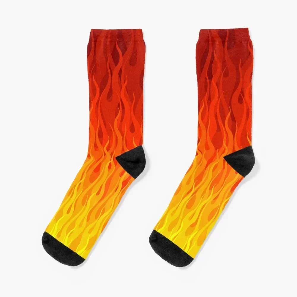 Red Orange Yellow Burning Flames and Fire Socks hockey cool funny gift Socks Men's Women's