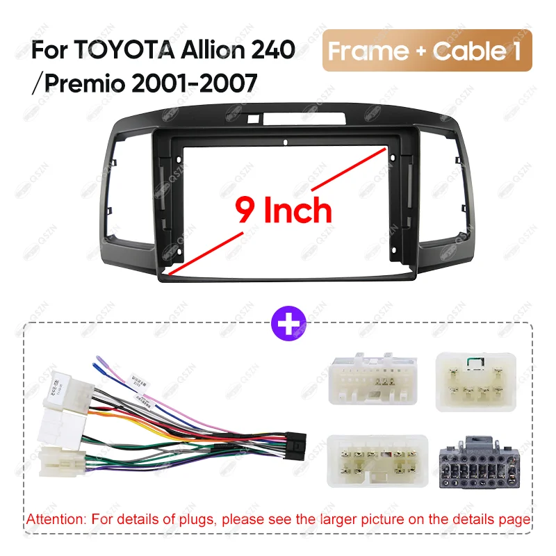 9 Inch Car Radio Fascia Frame GPS Android Multimedia Video Playe Navigation Harness Cable For TOYOTA 2001-2007 Allion 240/Premio