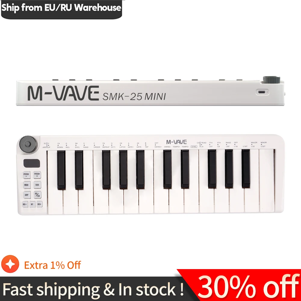 

Оригинальная перезаряжаемая MIDI-клавиатура, 25 клавиш, MIDI-контроллер с клавиатурой, Мини Портативная USB-клавиатура, MIDI-контроллер