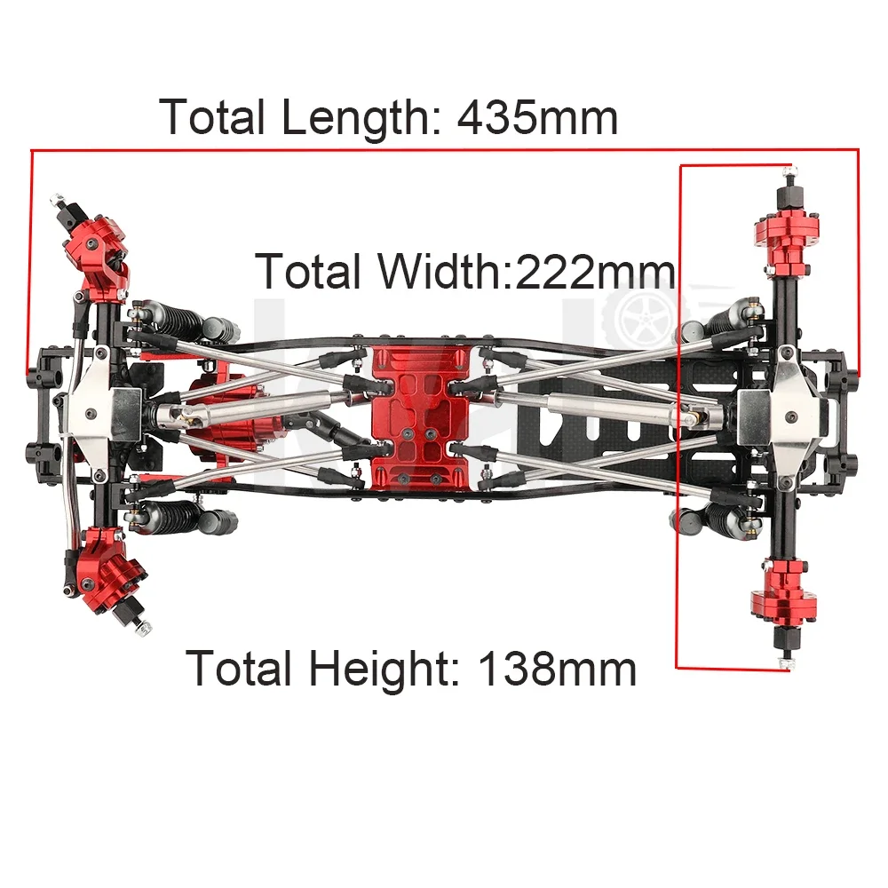 All-Metal Chassis Frame 1/10 SCX10 II Remote Control Car Model Simulation Climbing Upgrade Car Refit Kit Parts with Portal Axles