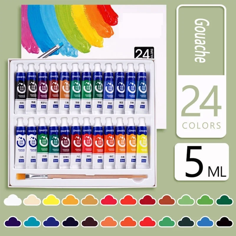 Imagem -05 - Conjunto Pintura Aquarela Tubos Pigmento Guache da Academia Arte 5ml 12 18 24 36 Cores para Estudantes Arte