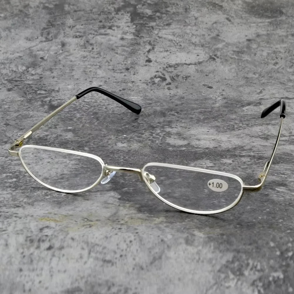 

Тонкая металлическая оправа в деловом стиле с кристаллами, полурамка, маленькие мужские очки для чтения + 1 + 1,5 + 2 + 2,5 + 3 + 3,5 + 4