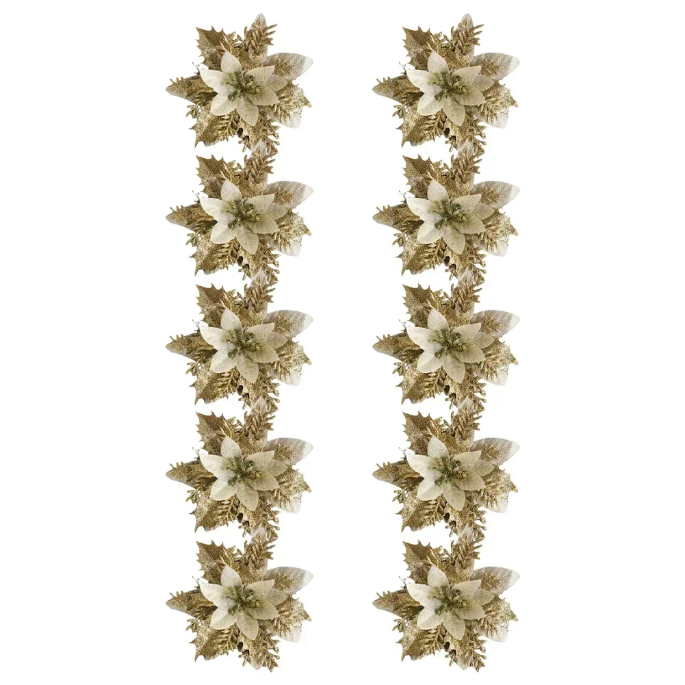 Aesthetic Touch Pack of 10 Sparkling Artificial Flowers Perfectly Crafted for Seasonal Decorations on Trees or Wreaths