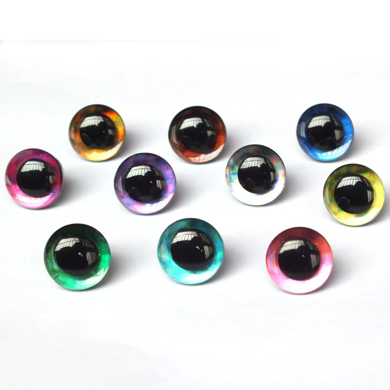 20pcs 12-40mm 3D Safety Glitter Shining Eyes Plush Toy Eyes 10 Colors Eyes Accessories DIY Toy Eyes For DIY Plush