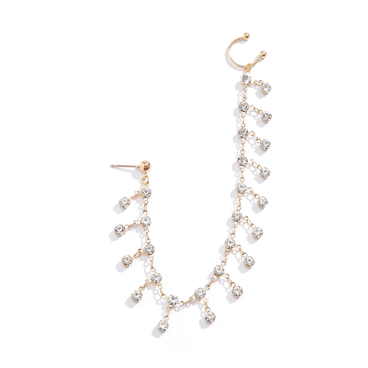 Punk Women Earring Geometric Tassel Chain Indian Imitation Nose Chain Earring Nose Clip Piercing Jewelry