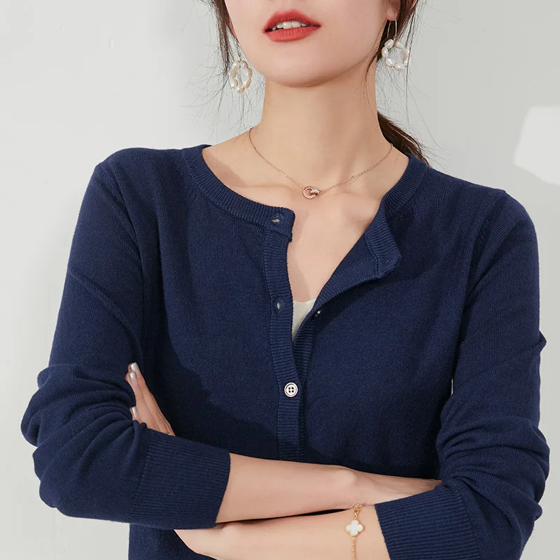 Spring Summer Hollow out Thin Knitted Cashmere Cardigan Women's Versatile Slimming Short Outerwear Air Conditioning Shirt