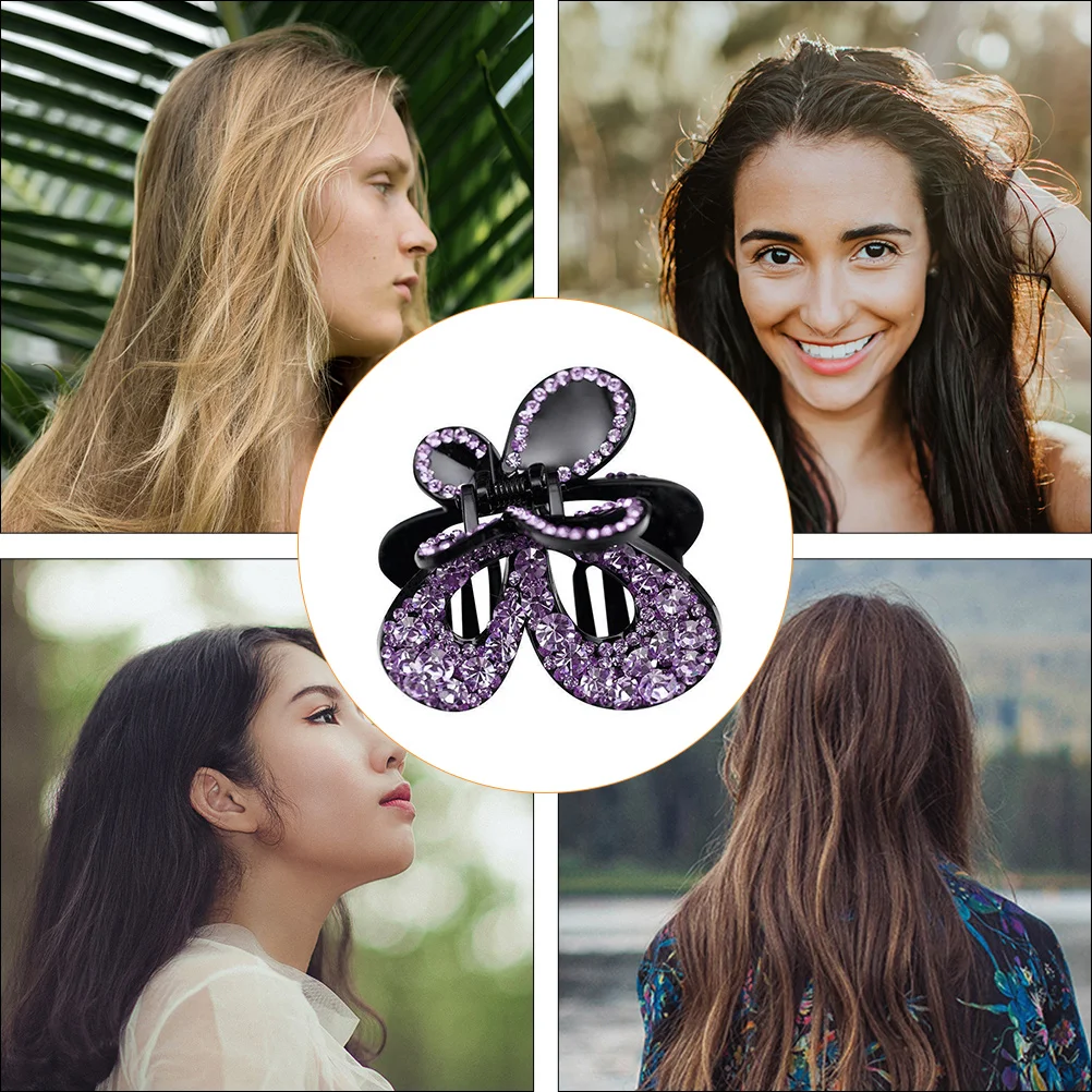 

Butterflies Claw Clips Women Rhinestone Acrylic Jaw Barrettes Accessories Durable Easy Carry Travel Daily Use Water