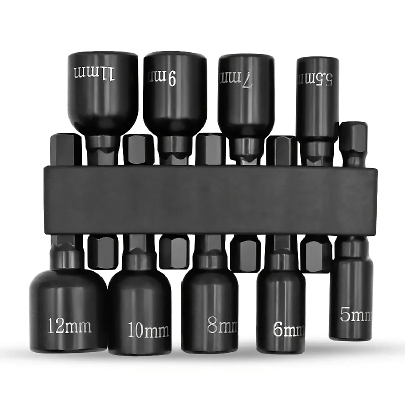 

9pcs Power Nut Driver Set Metric Hex Socket Drill Bits Chuck Adapter, Electronic Hex Socket Set with 1/4 Inch Hex Shank