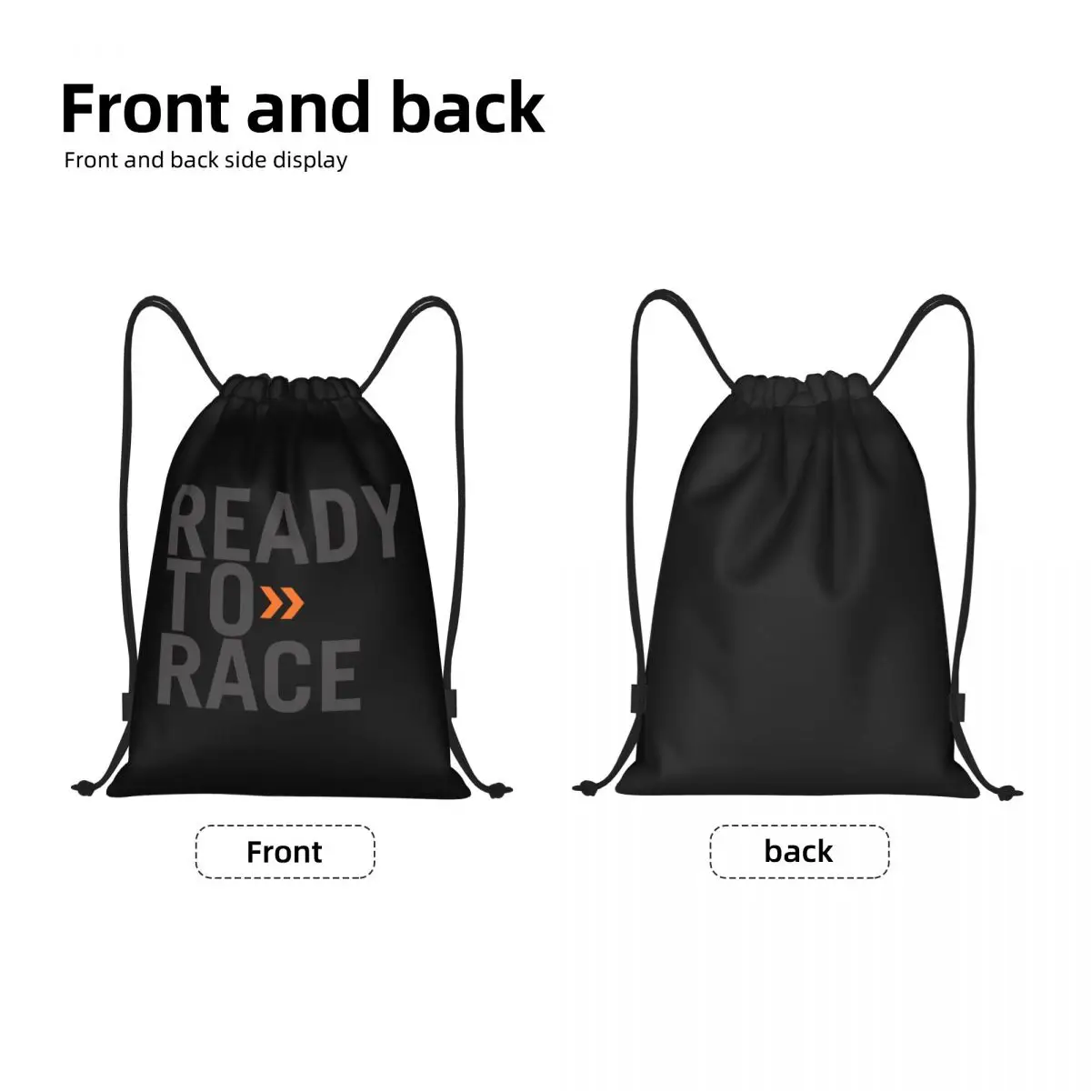 Custom Ready To Race Drawstring Bag Women Men Lightweight Motorcycle Rider Racing Sport Sports Gym Storage Backpack