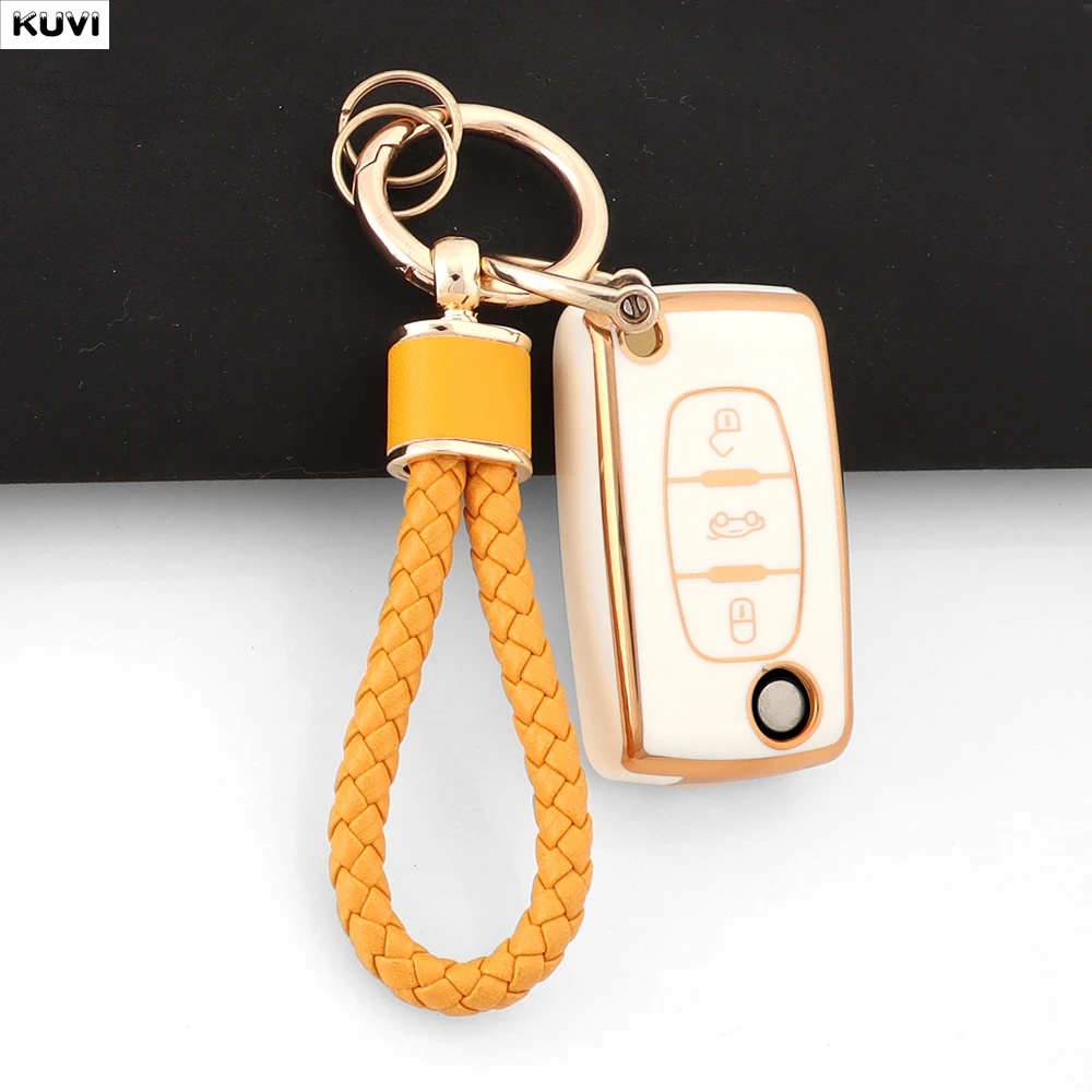 3 BTN TPU Car Flip Key Case Cover Shell For Peugeot 107 206 207 307 308 406 For Citroen Xsara Picasso C2 C3 C4 C5 C6 C8 Keyless