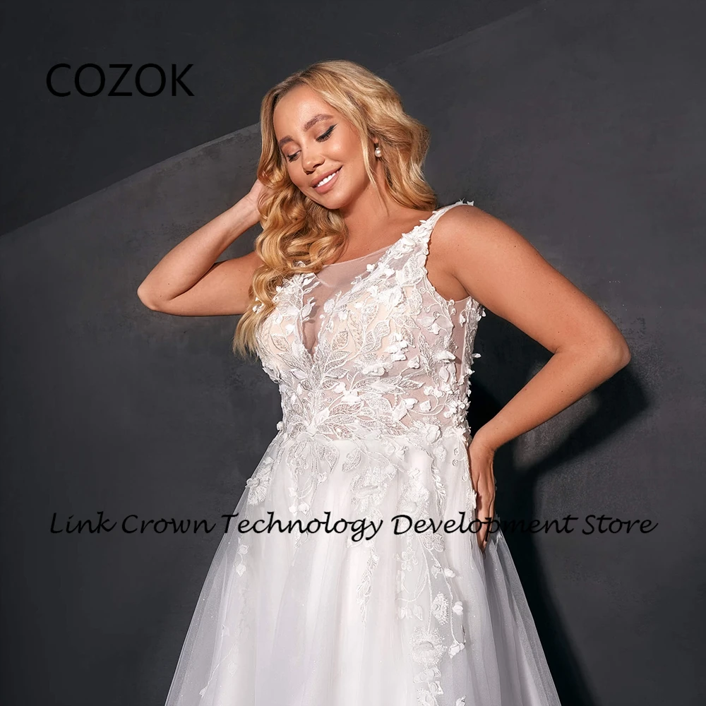 COZOK Spaghetti Straps Plus Size Wedding Dresses for Women Sleeveless A Line Strapless Vestidos De Novia 2024 Summer New