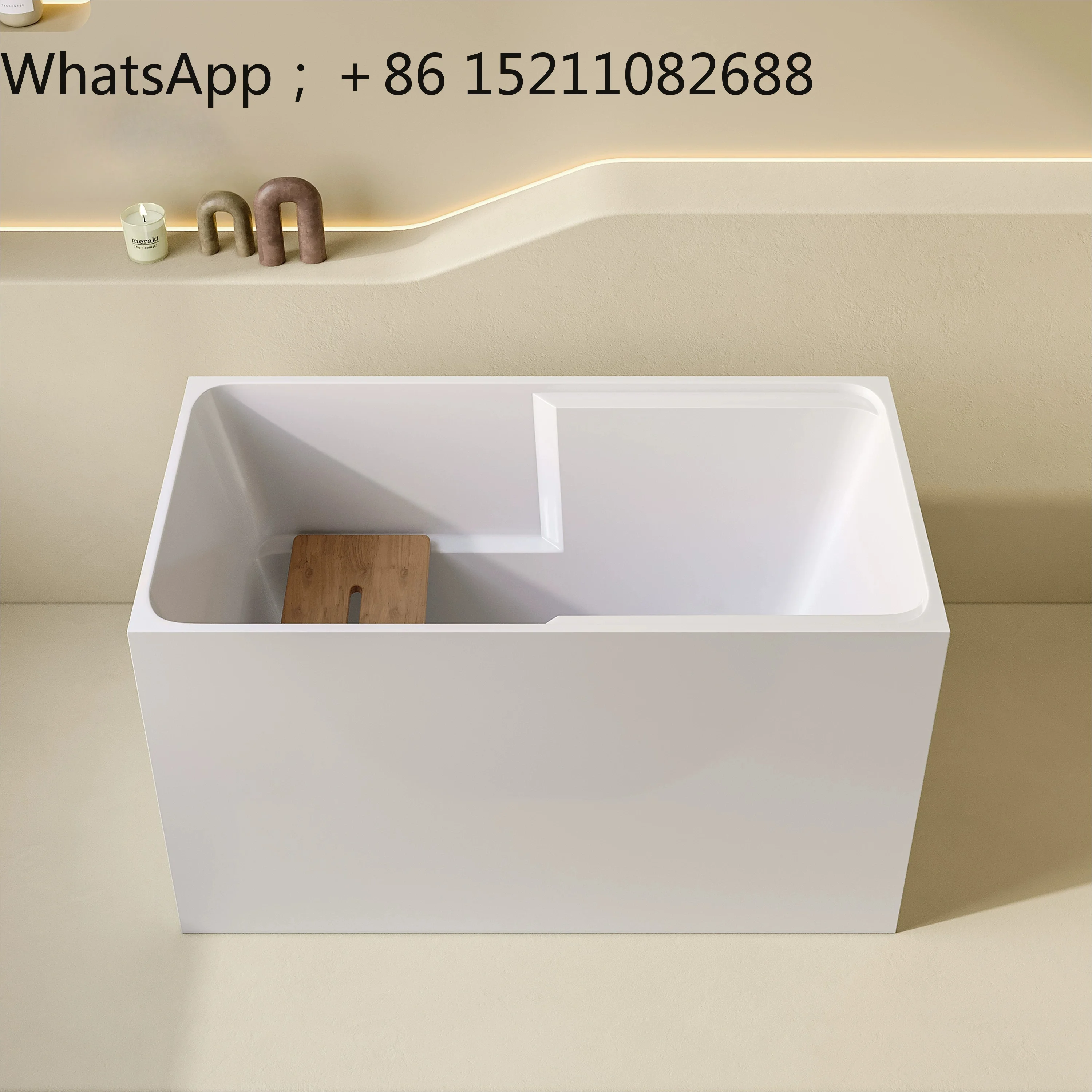 LLY small apartment deepened square right angle movable seat plate independent acrylic bathtub