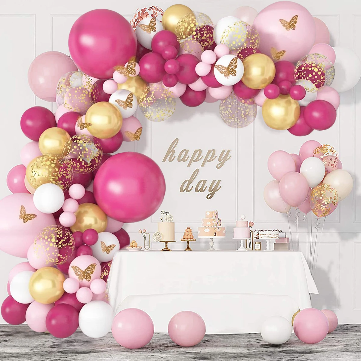 

Pink Magenta Butterfly Balloon Garland Arch Kit Birthday Party Decoration Kids Baby Shower Ballon Wedding Birthday Balloon